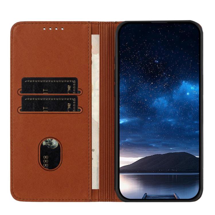 Funda de cuero con tapa magnética resistente y esmerilada para Samsung Galaxy S25 FE 5G (color café)