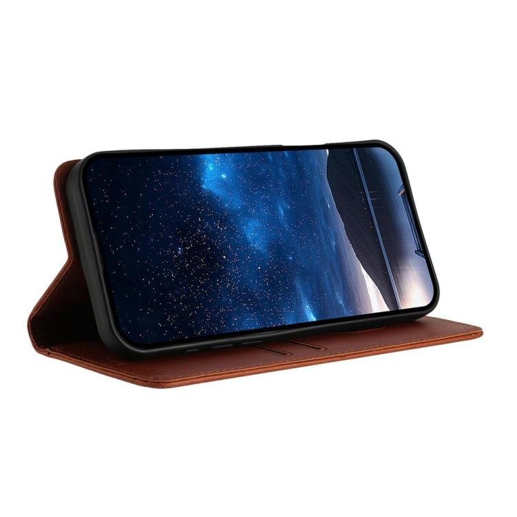 Funda de cuero con tapa magnética resistente y esmerilada para Samsung Galaxy S25 FE 5G (color café)