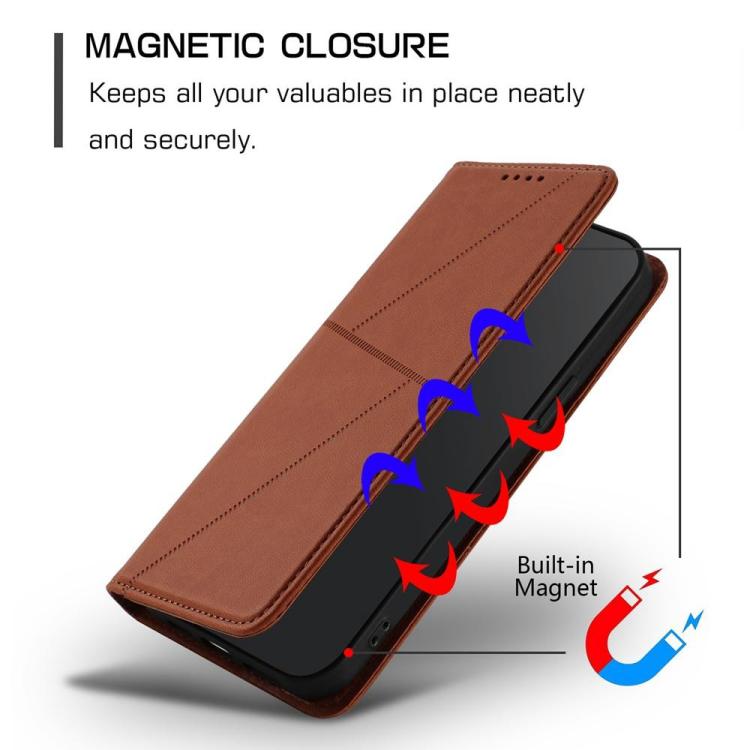 Funda de cuero con tapa magnética resistente y esmerilada para Samsung Galaxy S25 FE 5G (color café)