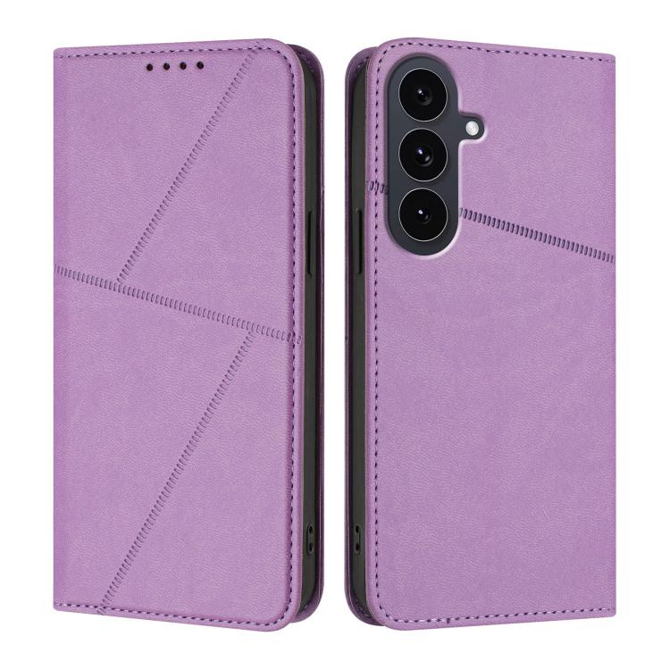 Funda de cuero con tapa magnética resistente y esmerilada para Samsung Galaxy S25 FE 5G (morado claro)