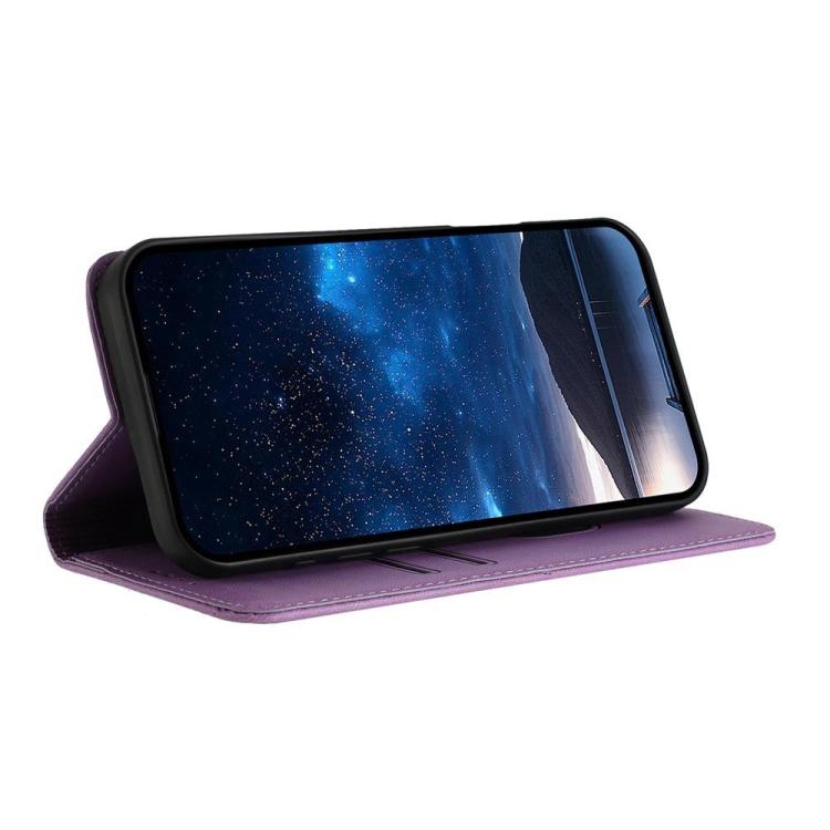 Funda de cuero con tapa magnética resistente y esmerilada para Samsung Galaxy S25 FE 5G (morado claro)