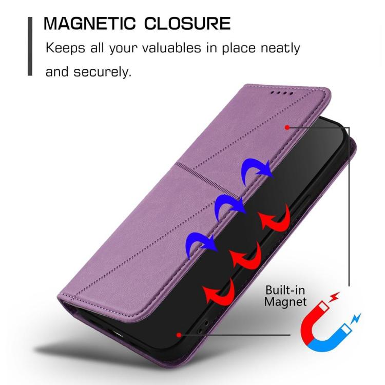 Funda de cuero con tapa magnética resistente y esmerilada para Samsung Galaxy S25 FE 5G (morado claro)