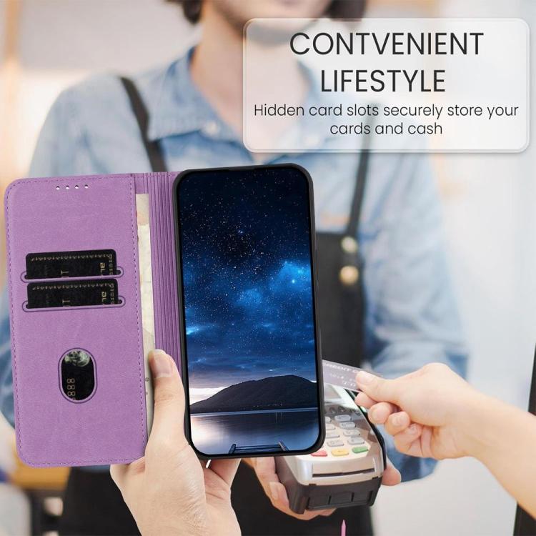 Funda de cuero con tapa magnética resistente y esmerilada para Samsung Galaxy S25 FE 5G (morado claro)
