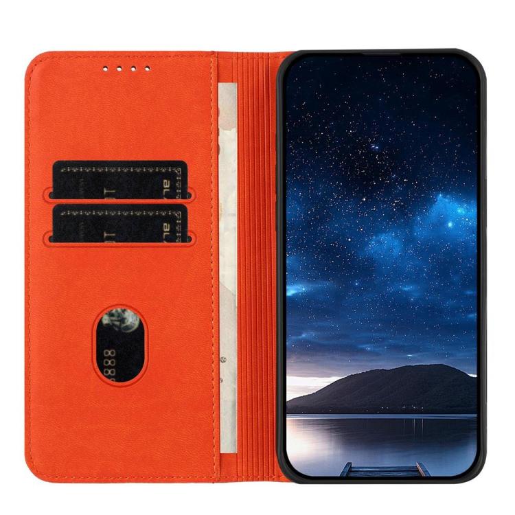 Funda de cuero con tapa magnética resistente y esmerilada para Samsung Galaxy S25 FE 5G (naranja)
