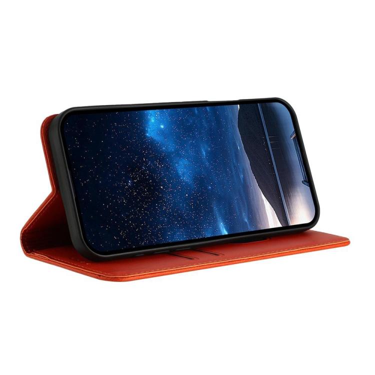 Funda de cuero con tapa magnética resistente y esmerilada para Samsung Galaxy S25 FE 5G (naranja)
