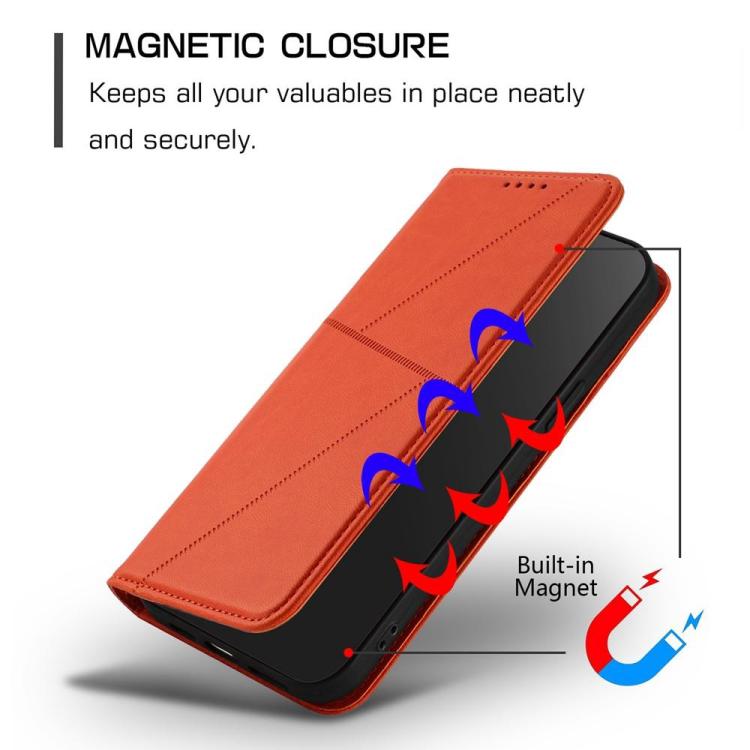 Funda de cuero con tapa magnética resistente y esmerilada para Samsung Galaxy S25 FE 5G (naranja)