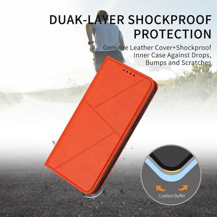 Funda de cuero con tapa magnética resistente y esmerilada para Samsung Galaxy S25 FE 5G (naranja)
