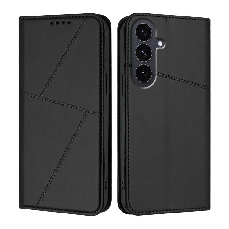 Funda de cuero con tapa magnética resistente y esmerilada para Samsung Galaxy S25 FE 5G (negra)