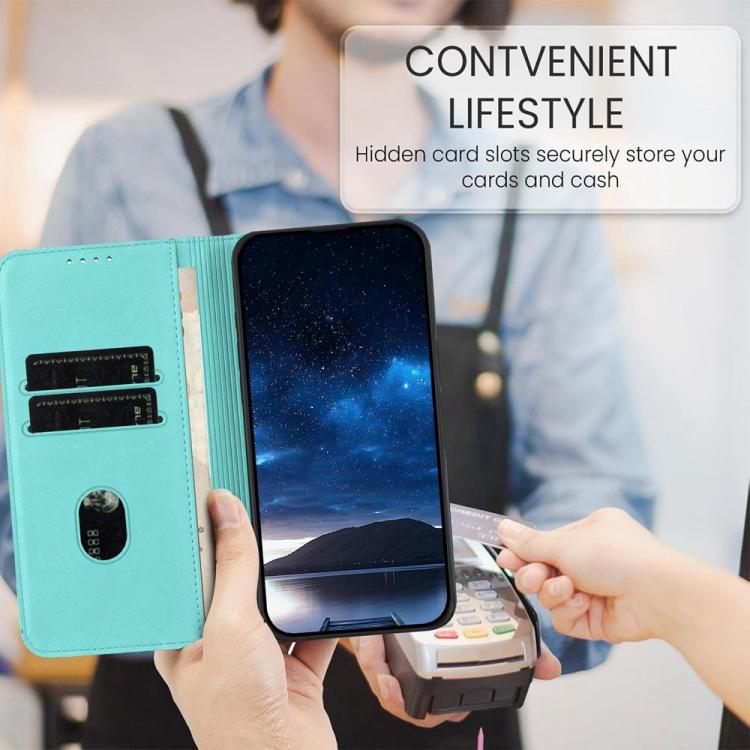 Funda de cuero con tapa magnética resistente y esmerilada para Samsung Galaxy S25 FE 5G (azul claro)