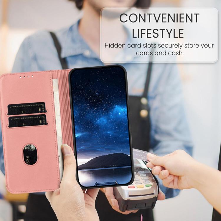 Funda de cuero con tapa magnética resistente y esmerilada para Samsung Galaxy S25 FE 5G (rosa)