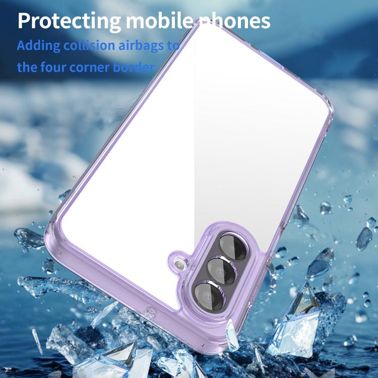 Funda híbrida de TPU y policarbonato para Samsung Galaxy A17 5G, a prueba de golpes y con airbag (transparente y morada)