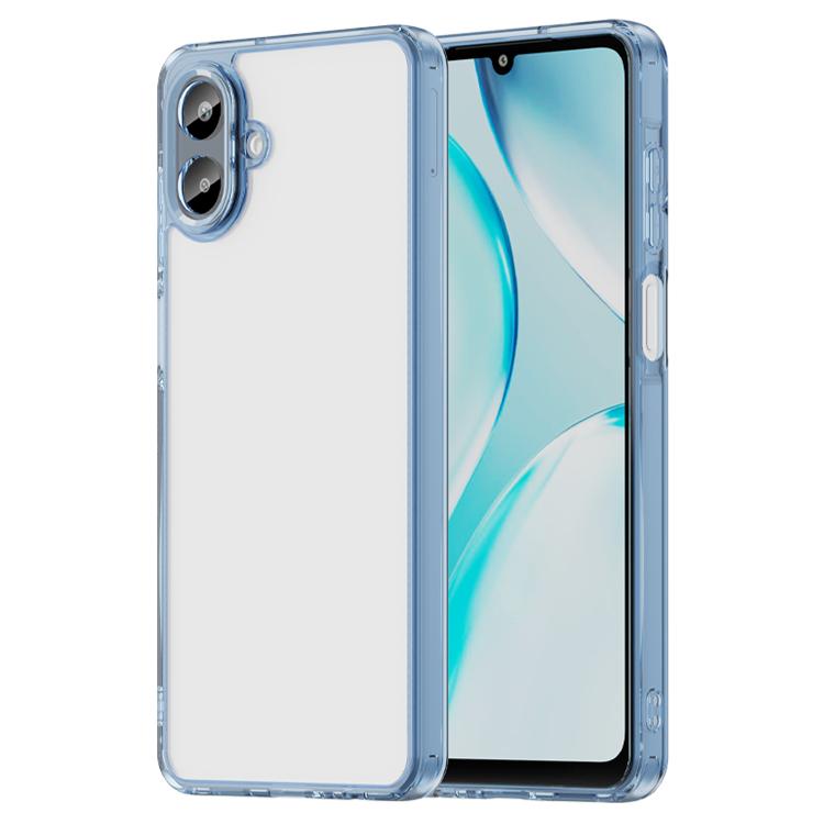 Funda híbrida de TPU y policarbonato para Samsung Galaxy A07 4G, a prueba de golpes y airbag (azul transparente)