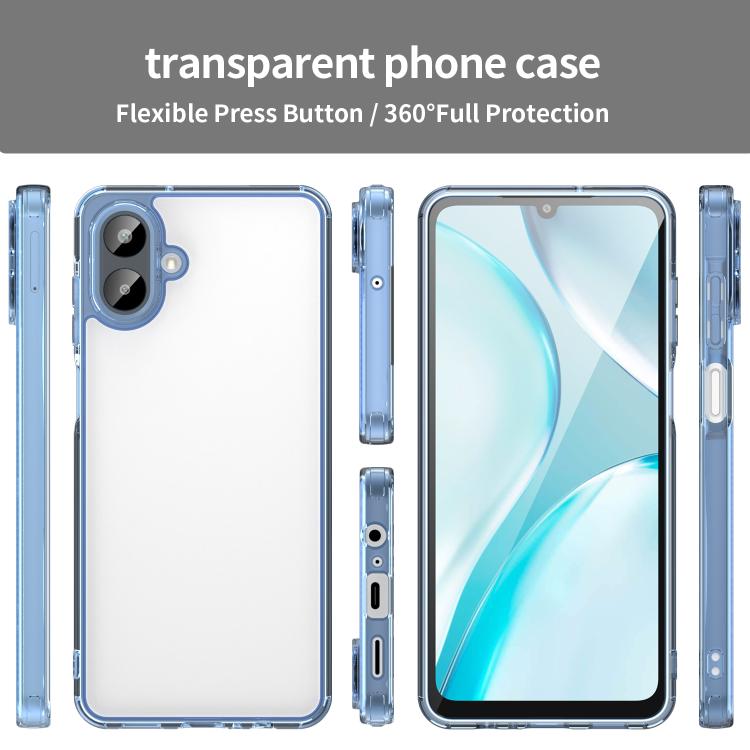 Funda híbrida de TPU y policarbonato para Samsung Galaxy A07 4G, a prueba de golpes y airbag (azul transparente)