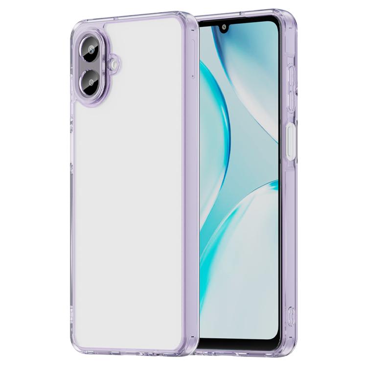 Funda híbrida de TPU y PC para Samsung Galaxy A07 4G, a prueba de golpes y airbag (transparente y morada)