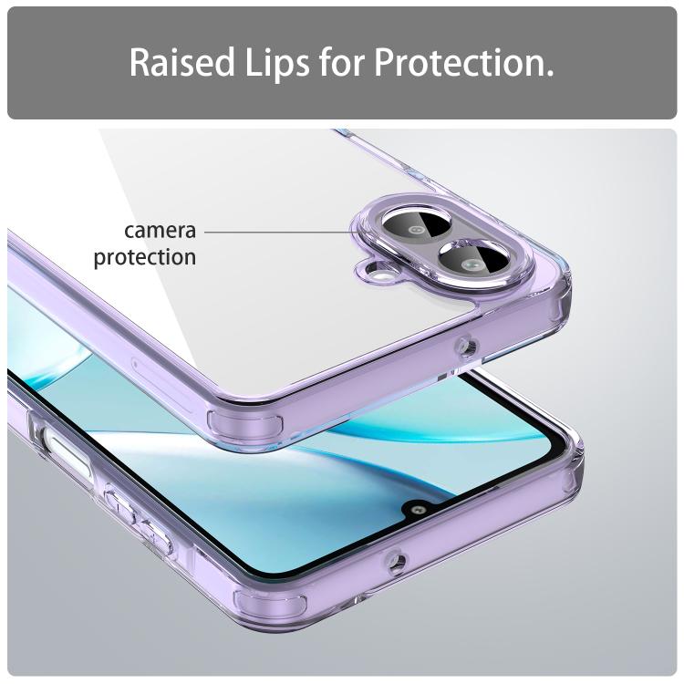 Funda híbrida de TPU y PC para Samsung Galaxy A07 4G, a prueba de golpes y airbag (transparente y morada)