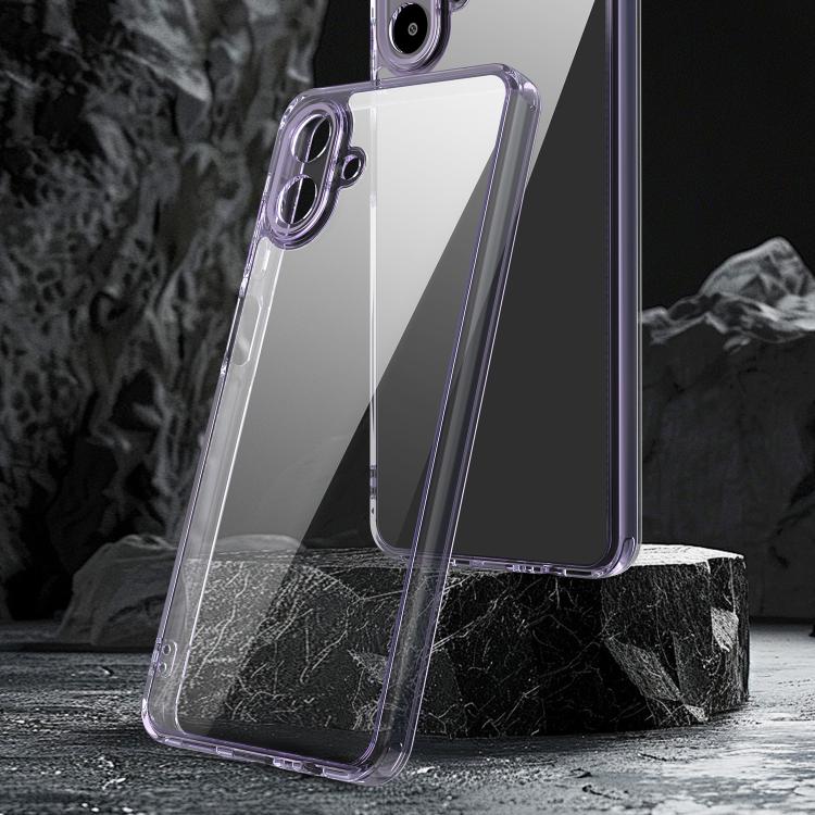 Funda híbrida de TPU y PC para Samsung Galaxy A07 4G, a prueba de golpes y airbag (transparente y morada)