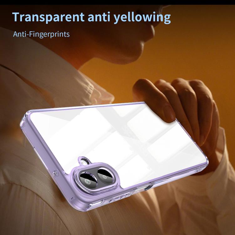 Funda híbrida de TPU y PC para Samsung Galaxy A07 4G, a prueba de golpes y airbag (transparente y morada)