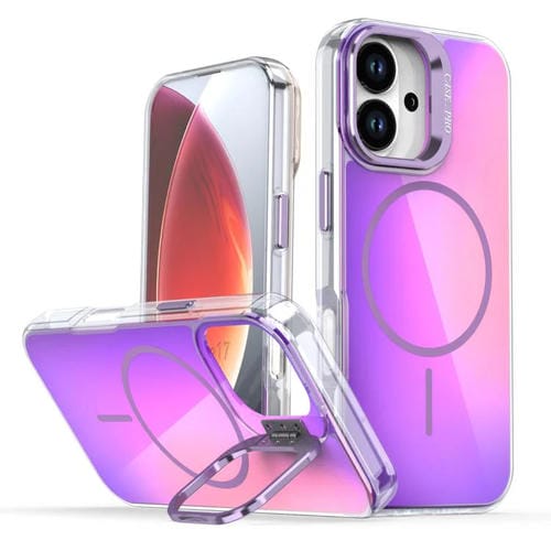 Funda Magsafe con soporte para lente degradado y decoloración para iPhone 17 (morado)