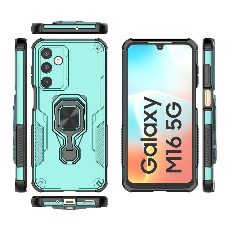 Funda híbrida de TPU y PC con soporte metálico para Samsung Galaxy M16 5G (verde)