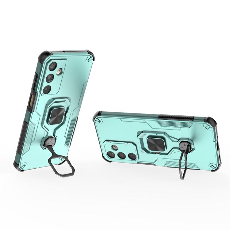 Funda híbrida de TPU y PC con soporte metálico para Samsung Galaxy M16 5G (verde)