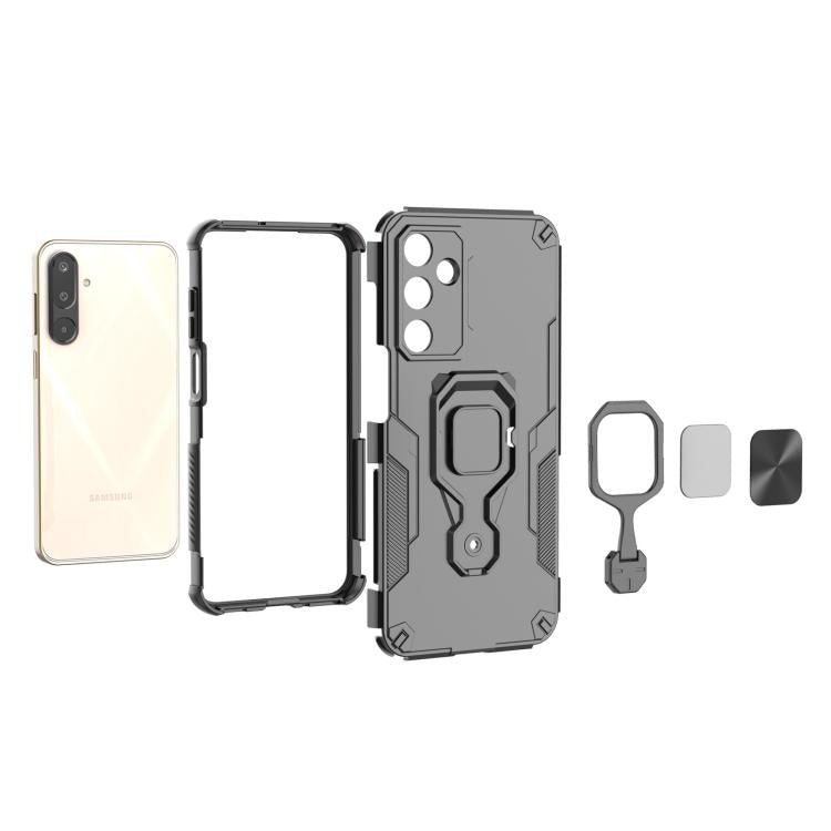 Funda híbrida de TPU y PC con soporte metálico para Samsung Galaxy M16 5G (verde)