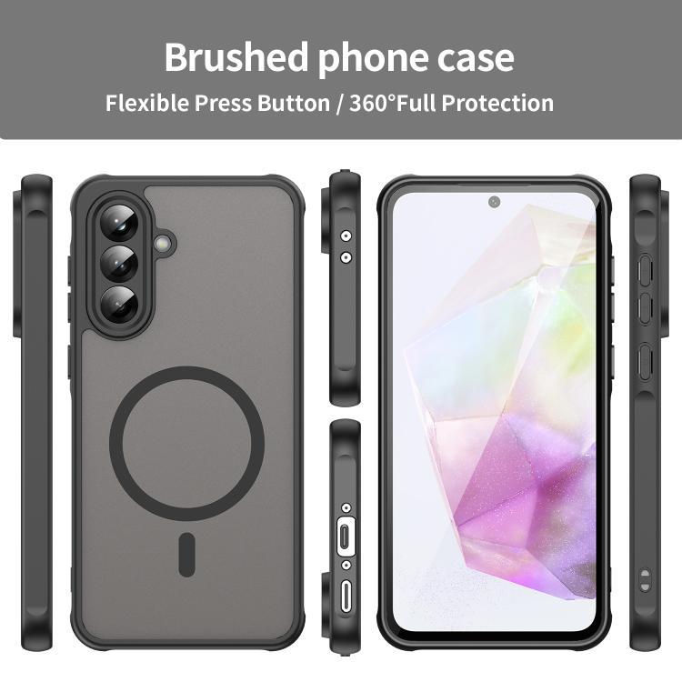 Funda híbrida de TPU y PC esmerilada Magsafe para Samsung Galaxy A56 5G (negro)