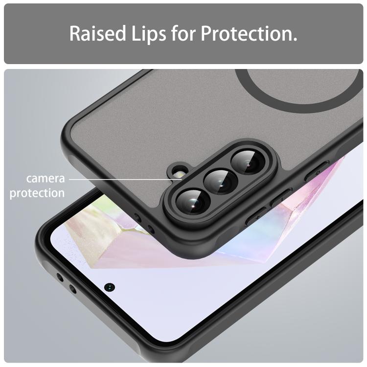 Funda híbrida de TPU y PC esmerilada Magsafe para Samsung Galaxy A56 5G (negro)