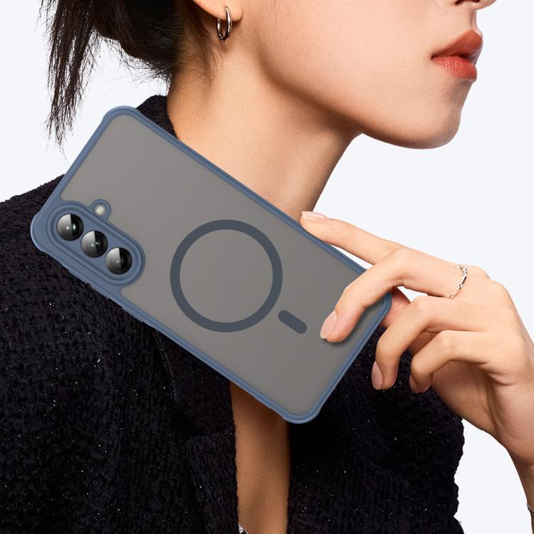 Funda híbrida de TPU y PC esmerilada Magsafe para Samsung Galaxy A56 5G (azul)