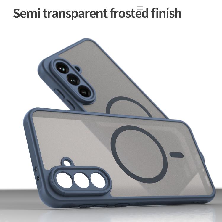 Funda híbrida de TPU y PC esmerilada Magsafe para Samsung Galaxy A56 5G (azul)