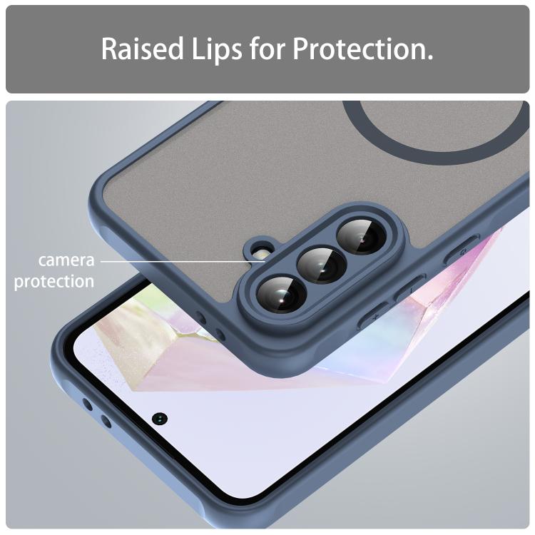 Funda híbrida de TPU y PC esmerilada Magsafe para Samsung Galaxy A56 5G (azul)