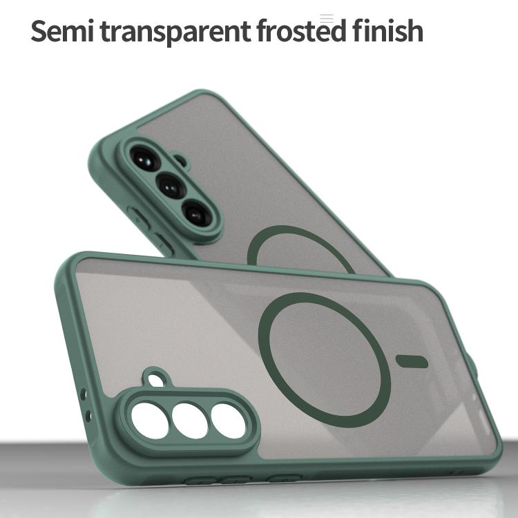 Funda híbrida de TPU y PC esmerilada Magsafe para Samsung Galaxy A56 5G (verde)