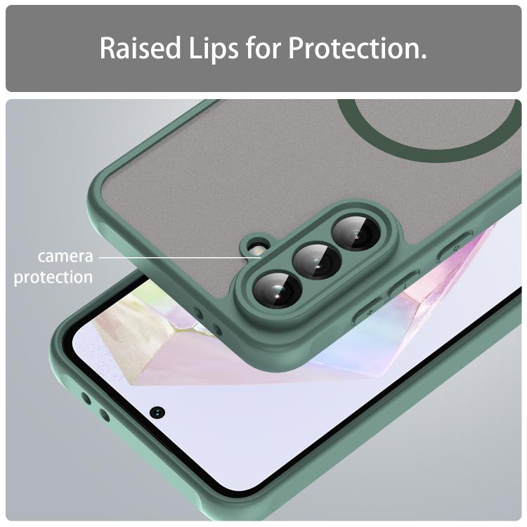 Funda híbrida de TPU y PC esmerilada Magsafe para Samsung Galaxy A56 5G (verde)