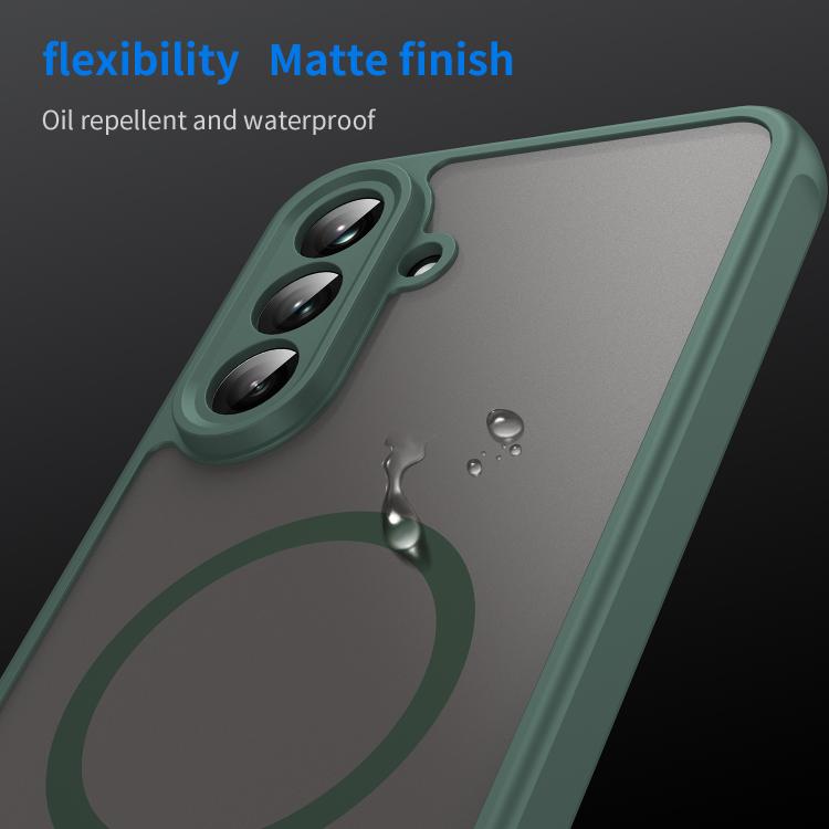 Funda híbrida de TPU y PC esmerilada Magsafe para Samsung Galaxy A56 5G (verde)
