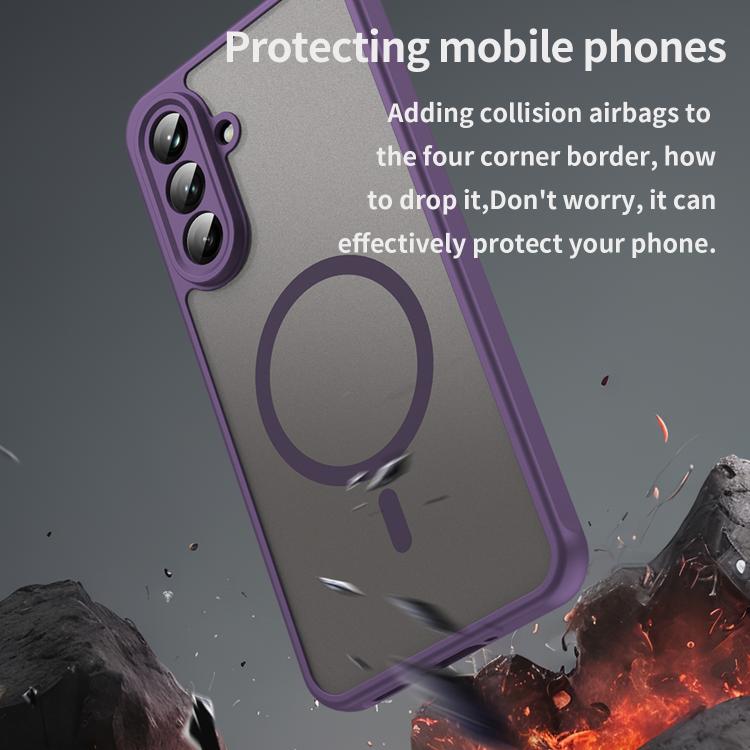 Funda híbrida de TPU y PC esmerilada Magsafe para Samsung Galaxy A56 5G (morada)