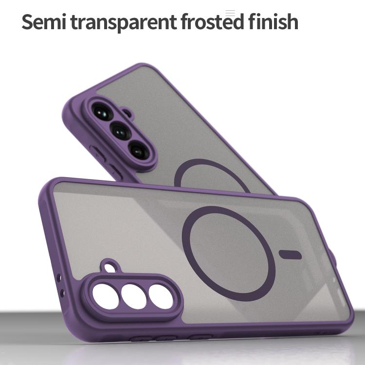 Funda híbrida de TPU y PC esmerilada Magsafe para Samsung Galaxy A56 5G (morada)