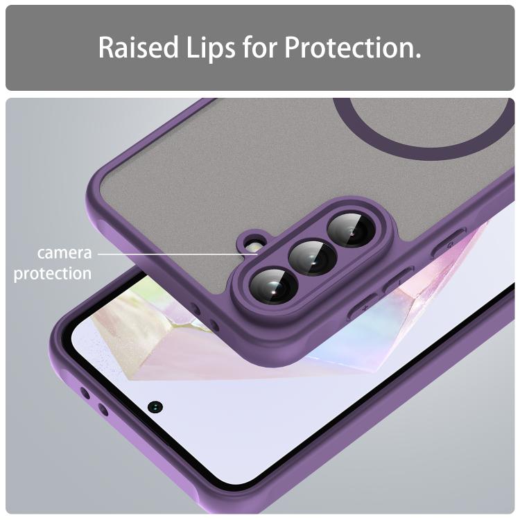 Funda híbrida de TPU y PC esmerilada Magsafe para Samsung Galaxy A56 5G (morada)