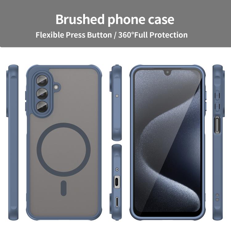 Funda híbrida de TPU y PC esmerilada Magsafe para Samsung Galaxy A17 5G (azul)
