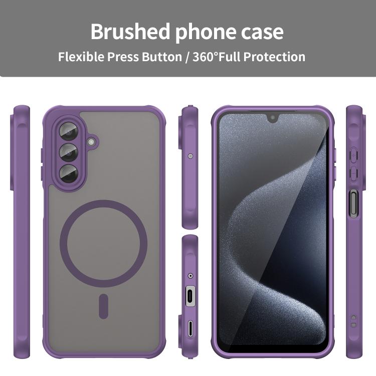 Funda híbrida de TPU y PC esmerilada Magsafe para Samsung Galaxy A17 5G (morada)