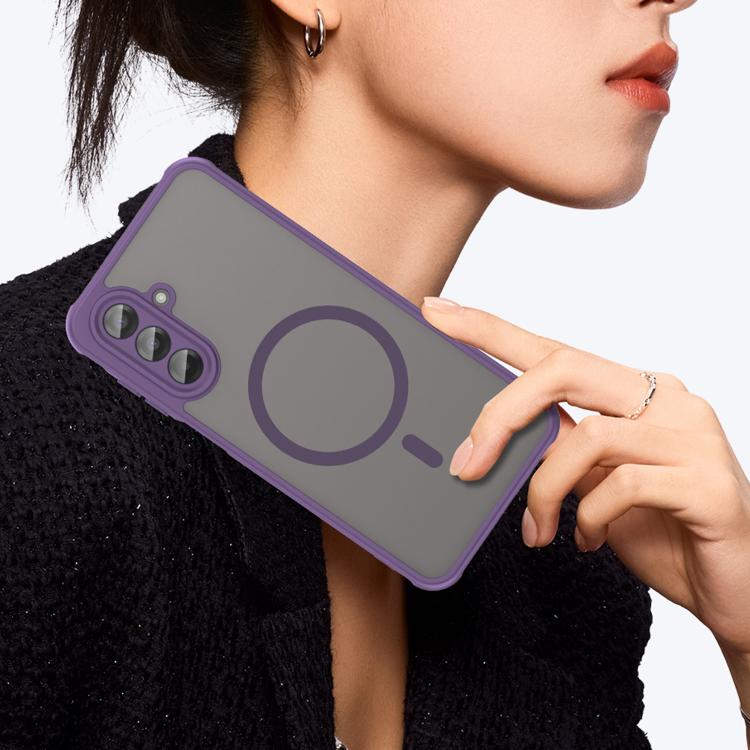 Funda híbrida de TPU y PC esmerilada Magsafe para Samsung Galaxy A17 5G (morada)