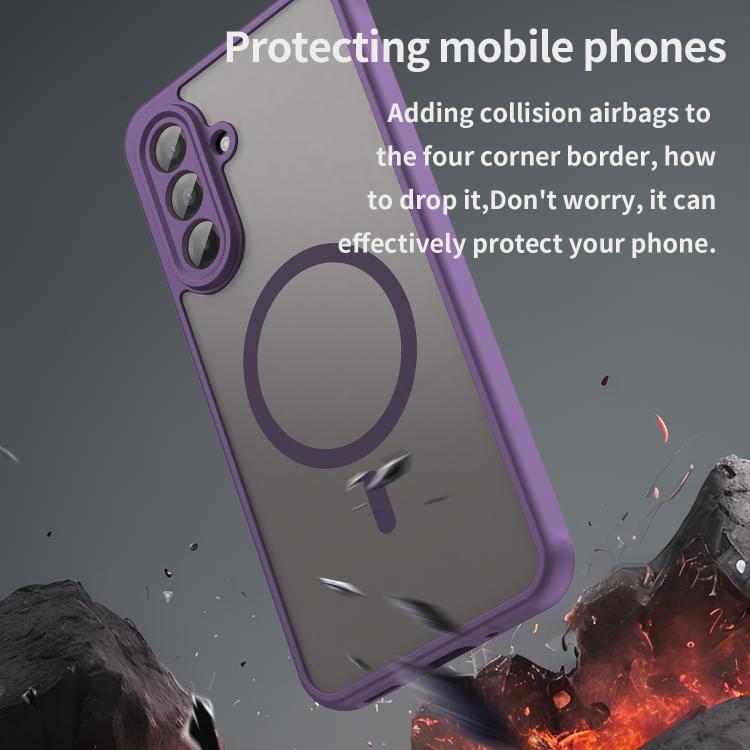 Funda híbrida de TPU y PC esmerilada Magsafe para Samsung Galaxy A17 5G (morada)