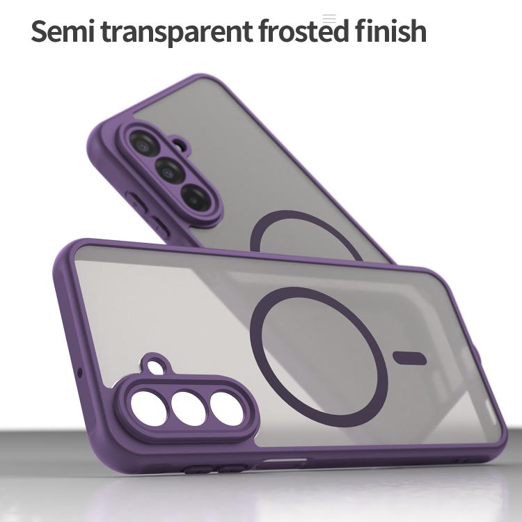 Funda híbrida de TPU y PC esmerilada Magsafe para Samsung Galaxy A17 5G (morada)
