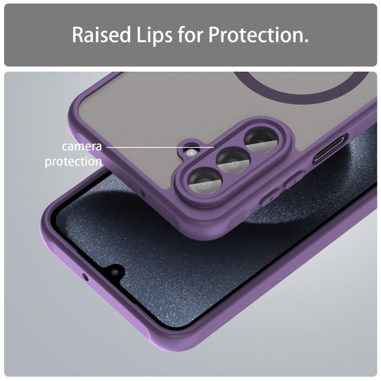 Funda híbrida de TPU y PC esmerilada Magsafe para Samsung Galaxy A17 5G (morada)