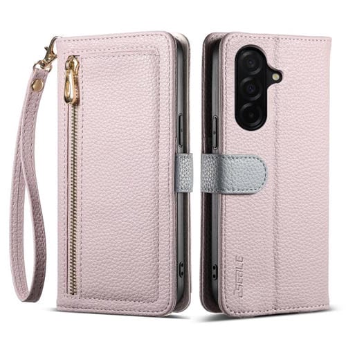 Funda de cuero con cremallera y estampado de lichi colorido para Samsung Galaxy S25 FE 5G ESEBLE E11 (morado claro)