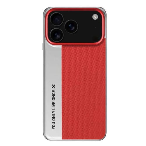 Funda de cuero para PC con diseño de cámara y textura de diamante para iPhone 17 Pro (roja)