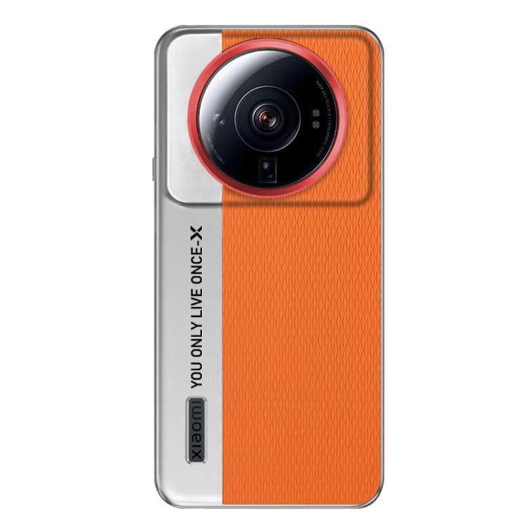 Funda de cuero con textura de diamante para Xiaomi 12S Ultra (naranja)
