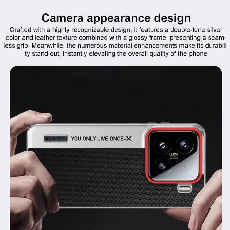 Funda de cuero con textura de diamante para Xiaomi 13 Ultra Camera Design PC (Roja)