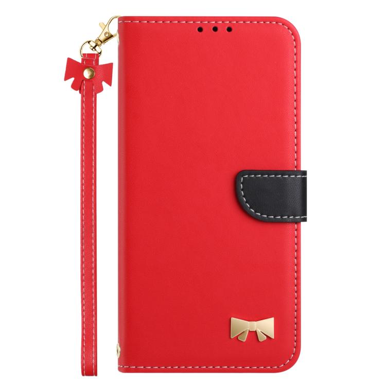 Funda de cuero con lazo metálico y correa de mano para Redmi Turbo 4 Pro / Poco X7 Pro (roja)