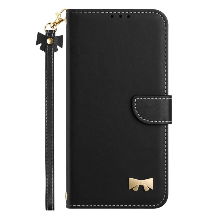 Funda de cuero con lazo metálico y correa de mano para Redmi Turbo 4 Pro / Poco X7 Pro (negra)
