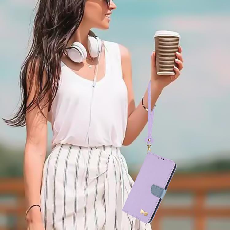 Funda de cuero con lazo metálico y correa para la mano para Redmi Turbo 4 Pro / Poco X7 Pro (morado)