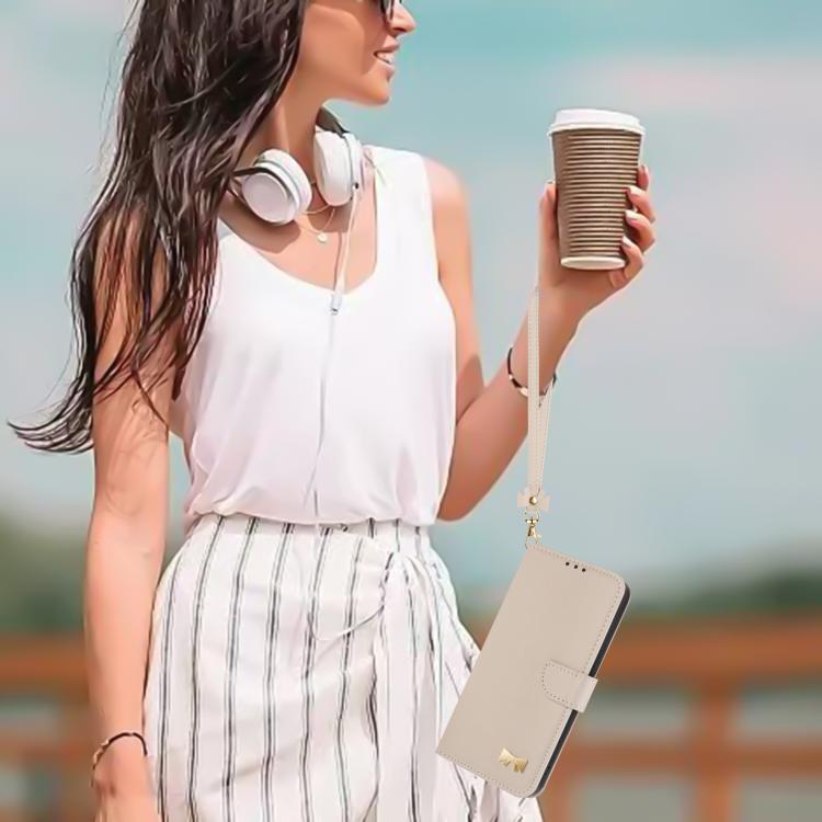 Funda de cuero con lazo metálico y correa para la mano para Redmi Turbo 4 Pro / Poco X7 Pro (albaricoque)